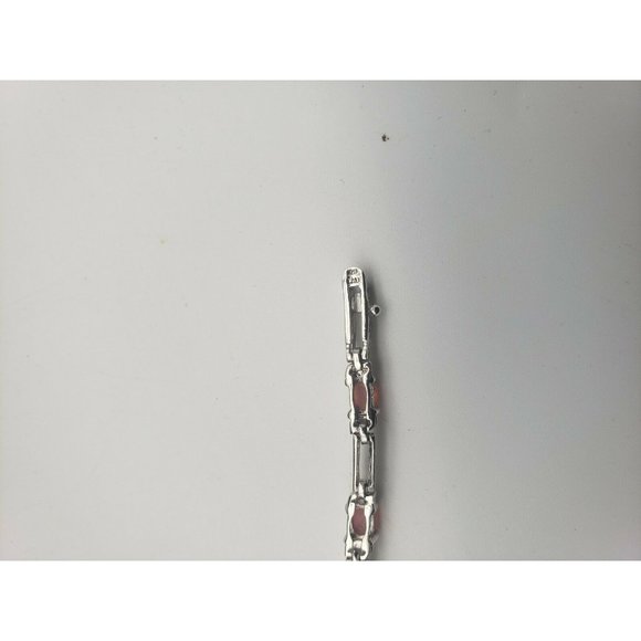 Sterling Silver Bracelet Pink Top Accents Tennis 7."  925 - Picture 7 of 8